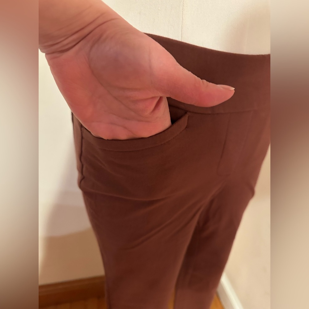 Spartina 449 Brown MNG Bootcut Ponte Pants Mid Rise Back & Front Pockets Sz 2 - Picture 2 of 13